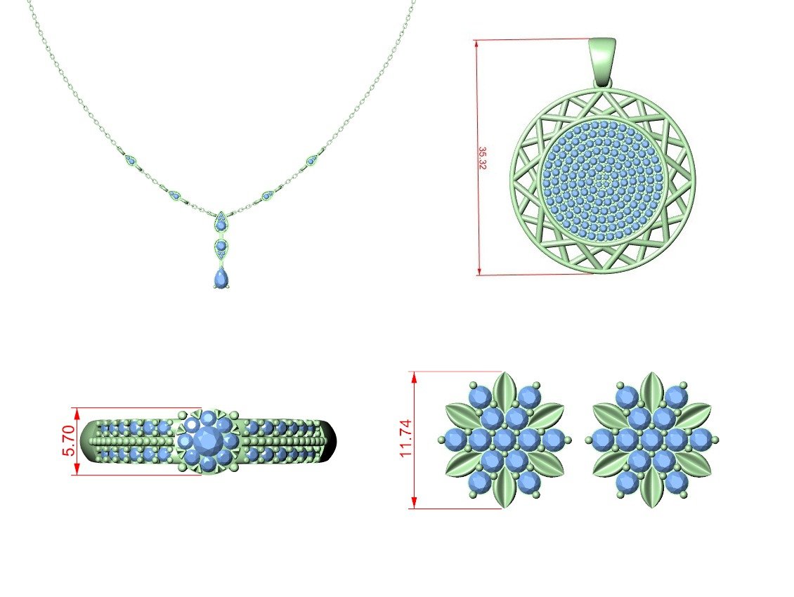 Hand-sketched jewellery design before CAD modelling