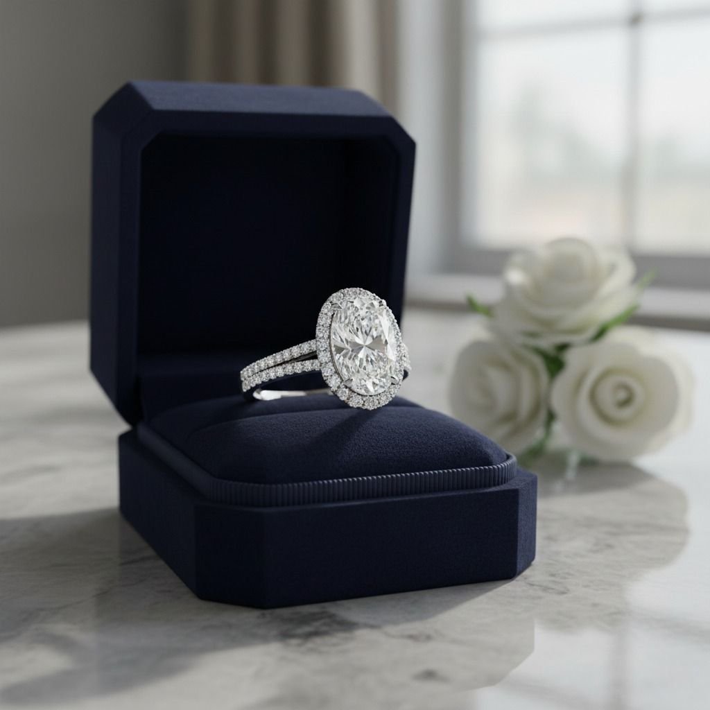 Halo Oval Diamond Ring