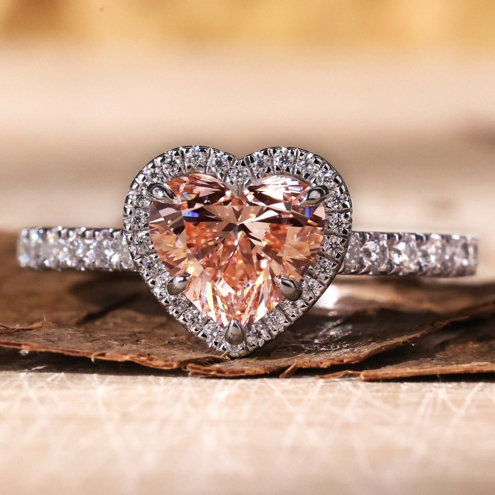 Heart Pink Halo Ring